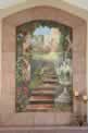 Mediterranean Mural above Faux Stone Fireplace